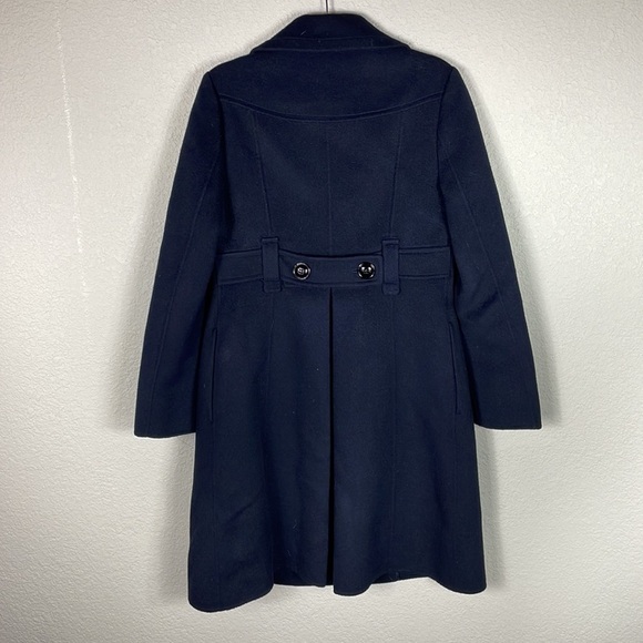 SJSJ Double Breasted Pea Coat Deep Navy Blue Angora Mink Wool Sz M - Picture 2 of 11